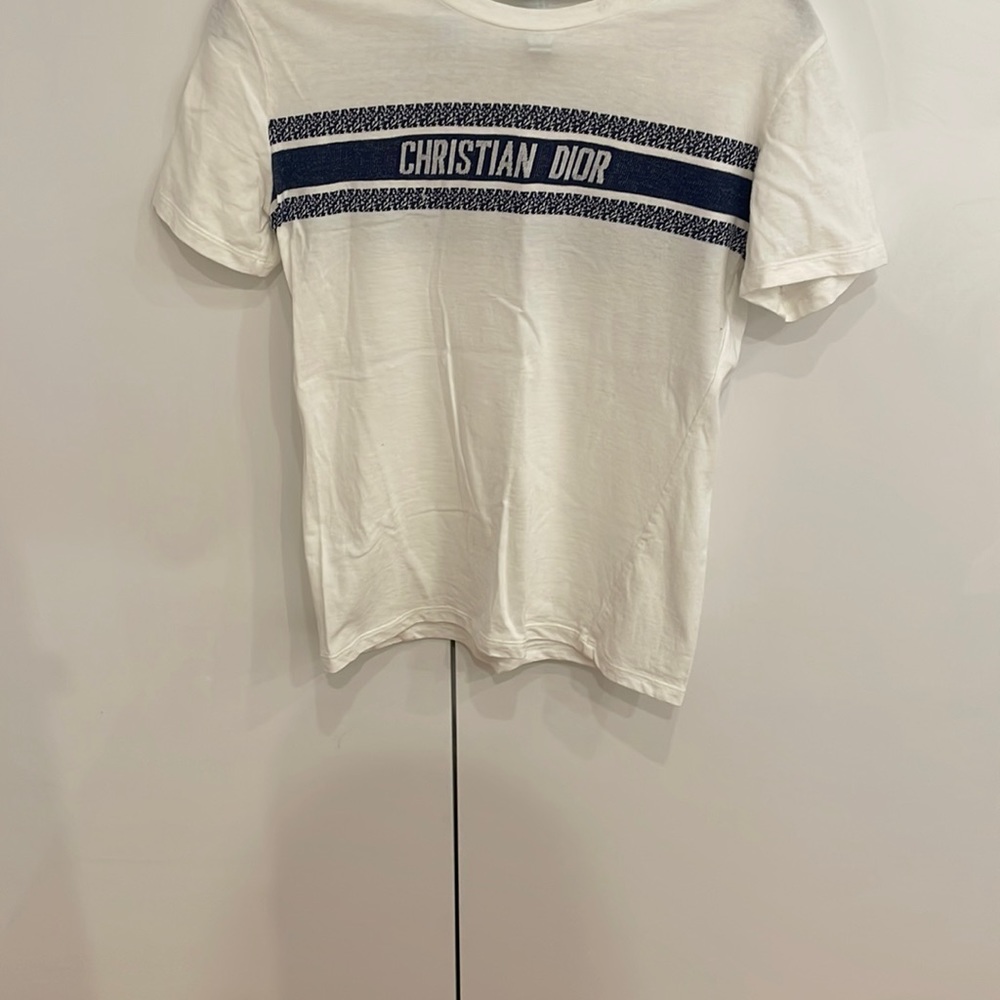 Christian Dior T-SHIRT
White and Navy Blue Cotton Jersey XS